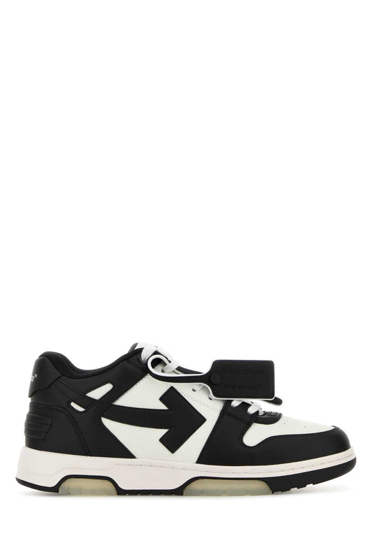 Off-White Color-Block Leather Sneaker — White