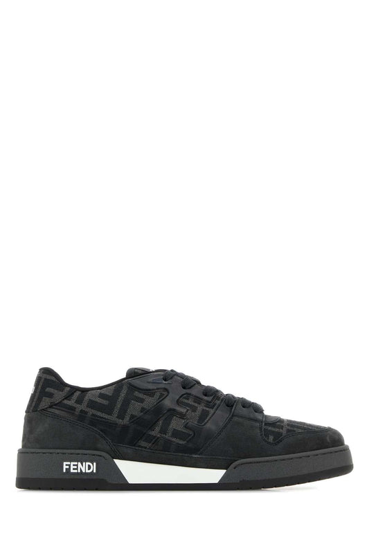Fendi Logo-Jacquard Low-Top Sneaker — Black