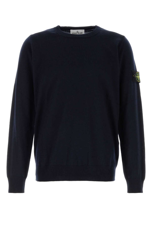 Stone Island Virgin Wool Crew-Neck Sweater — Navy