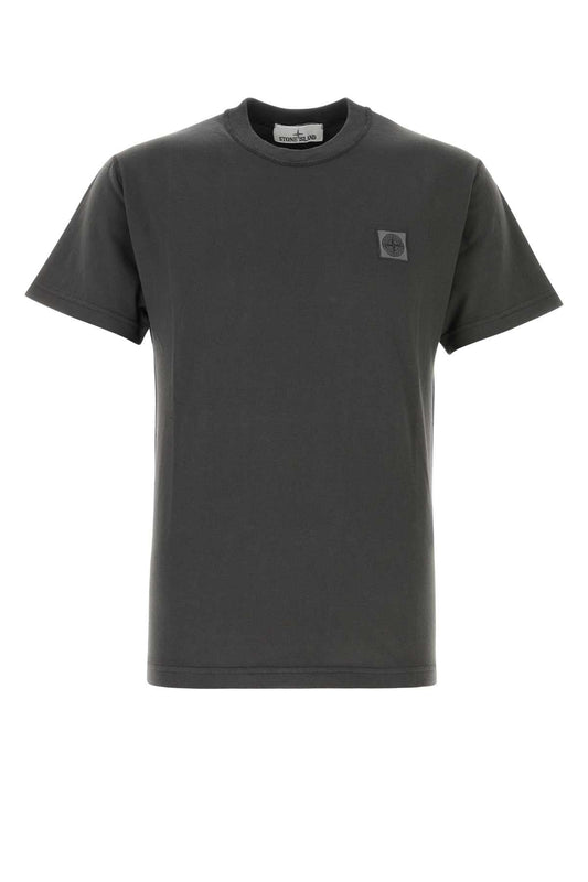 Stone Island Logo-Embroidered Cotton T-shirt — Gray