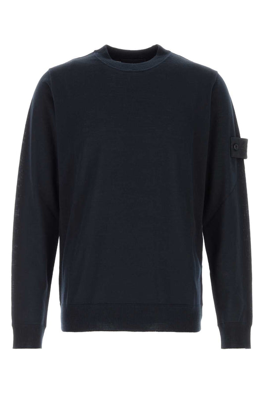 Stone Island Virgin Wool Crew-Neck Sweater — Navy