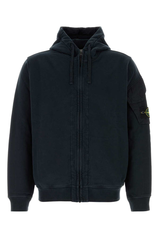 Stone Island Cotton Gabardine Hooded Hooded Jacket — Navy
