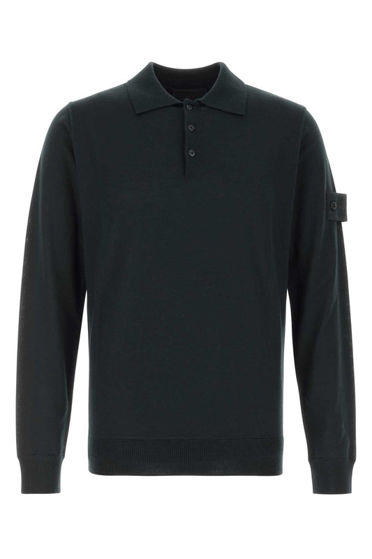 Stone Island Virgin Wool Polo — Black