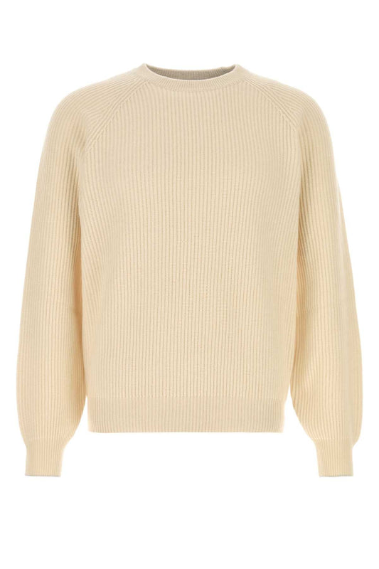 Brunello Cucinelli Ribbed Cashmere Sweater — Beige