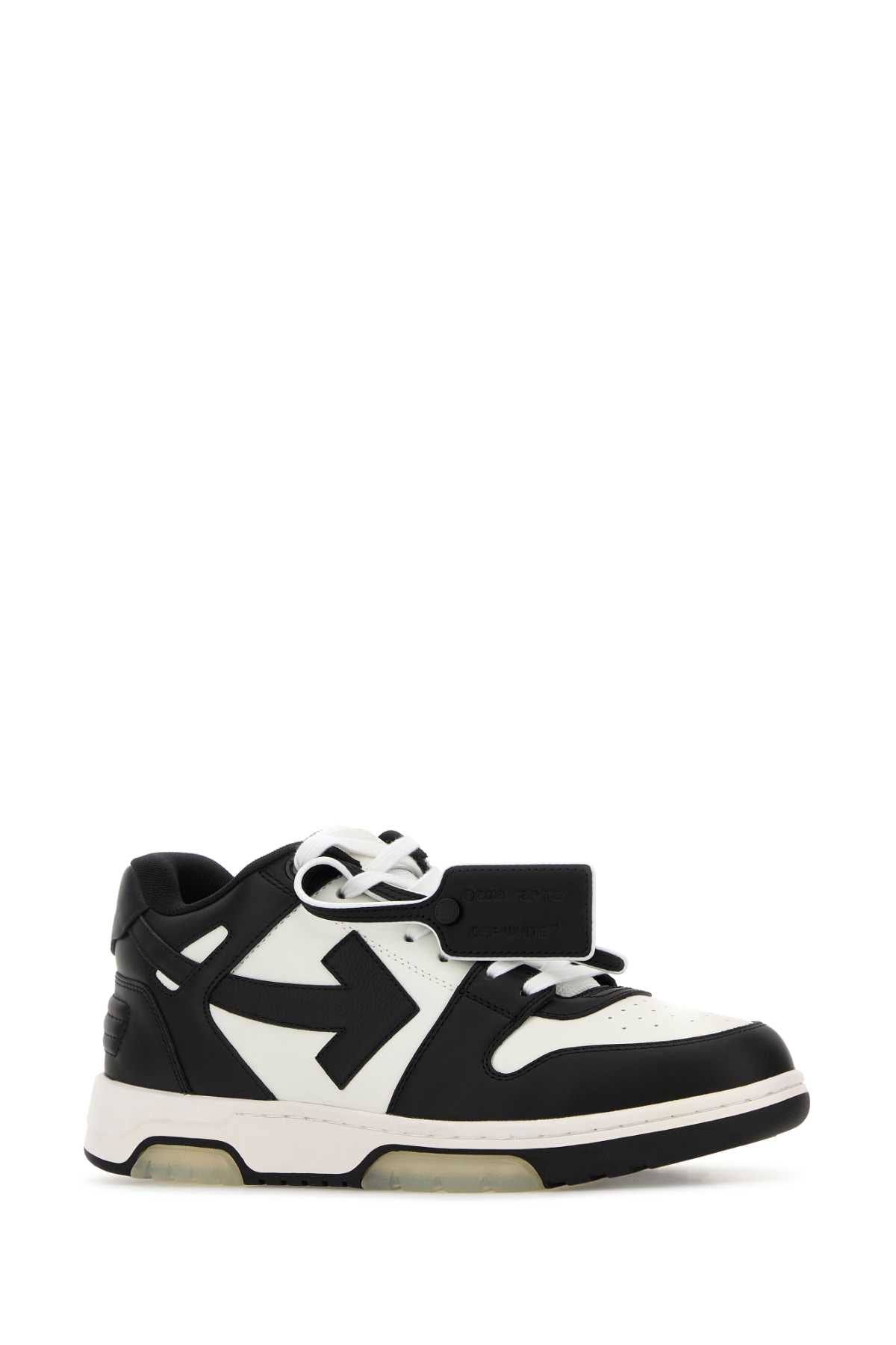 Off-White Color-Block Leather Sneaker — White