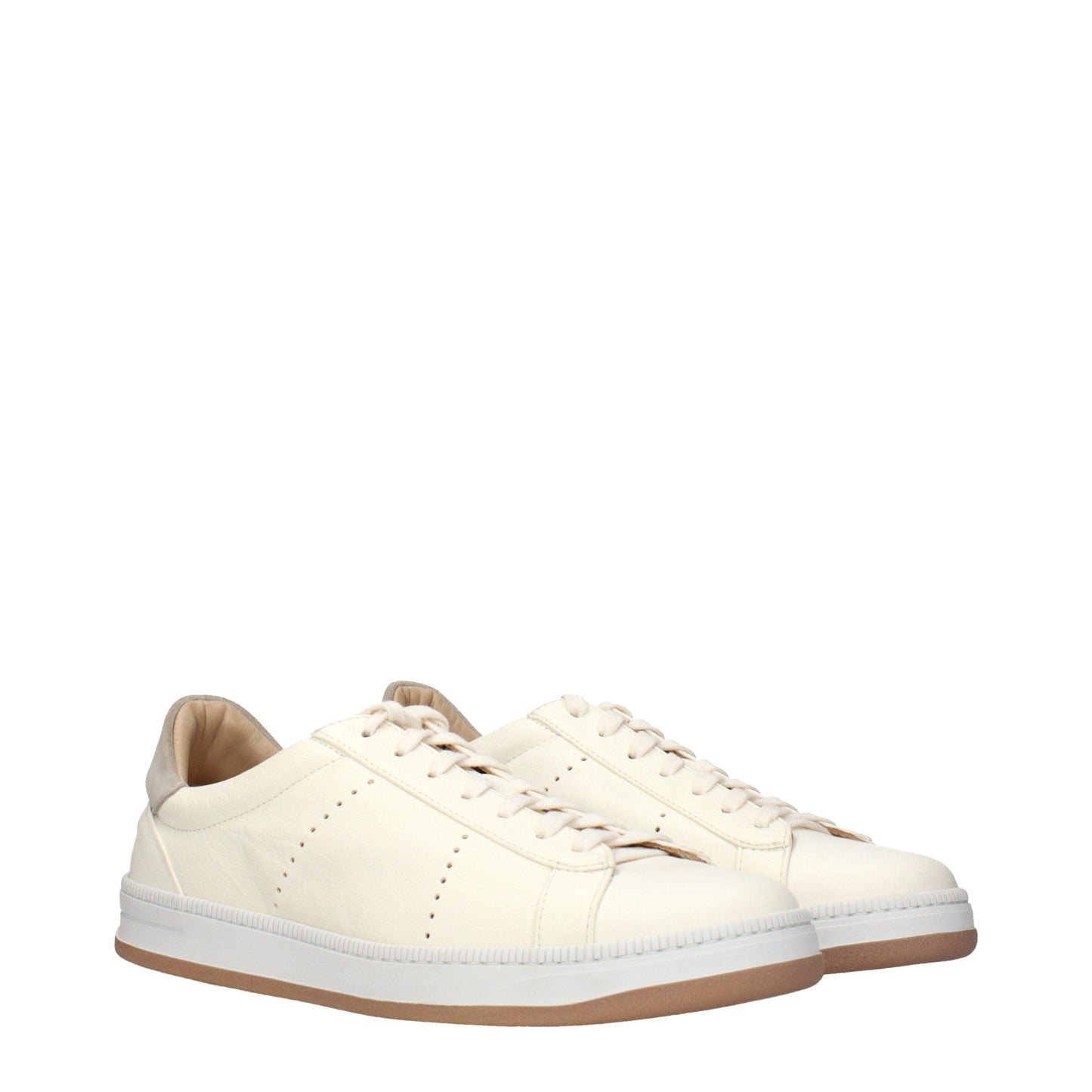 Eleventy Perforated Leather Sneaker — Beige
