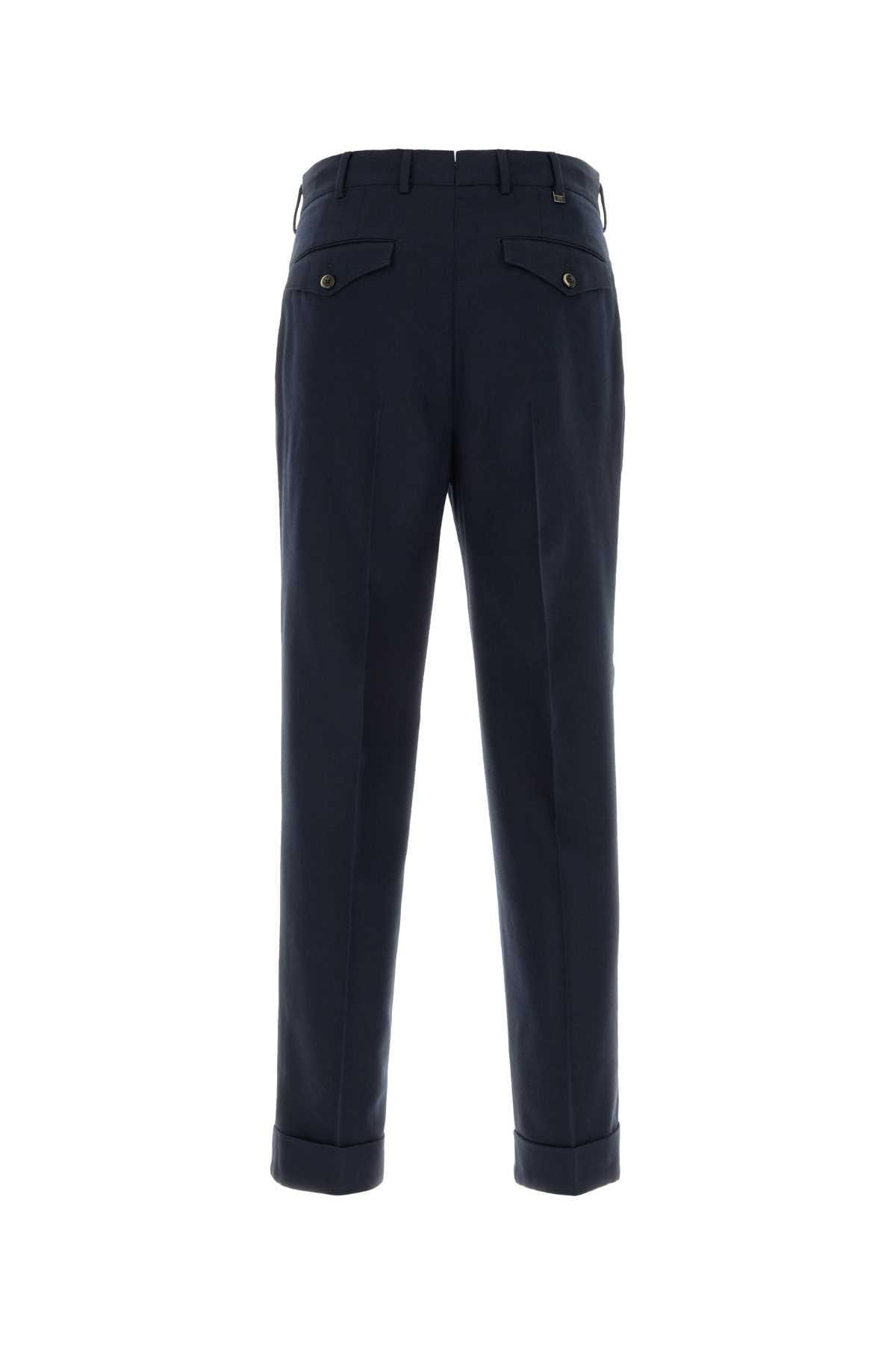 Pt Torino Cotton-Blend Tailored Trousers — Navy