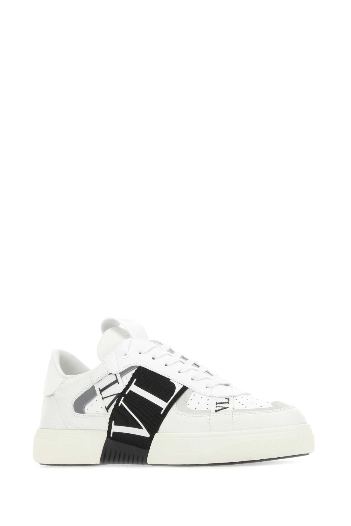 Valentino Garavani Color-Block Calf Leather Sneaker — White