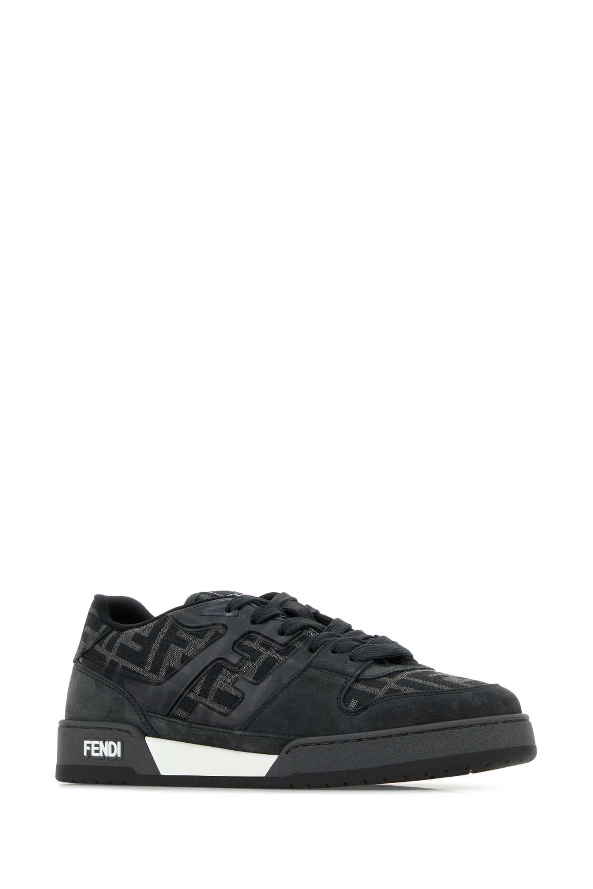 Fendi Logo-Jacquard Low-Top Sneaker — Black