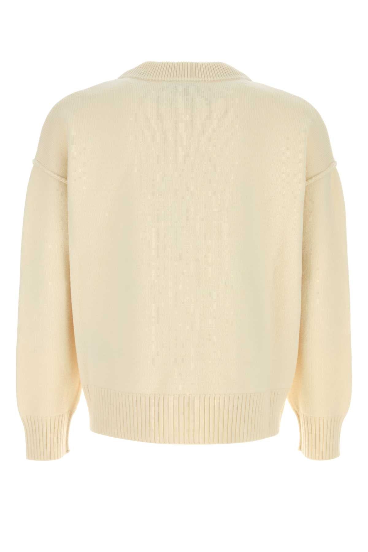 AMI Paris Felted Cardigan — Beige