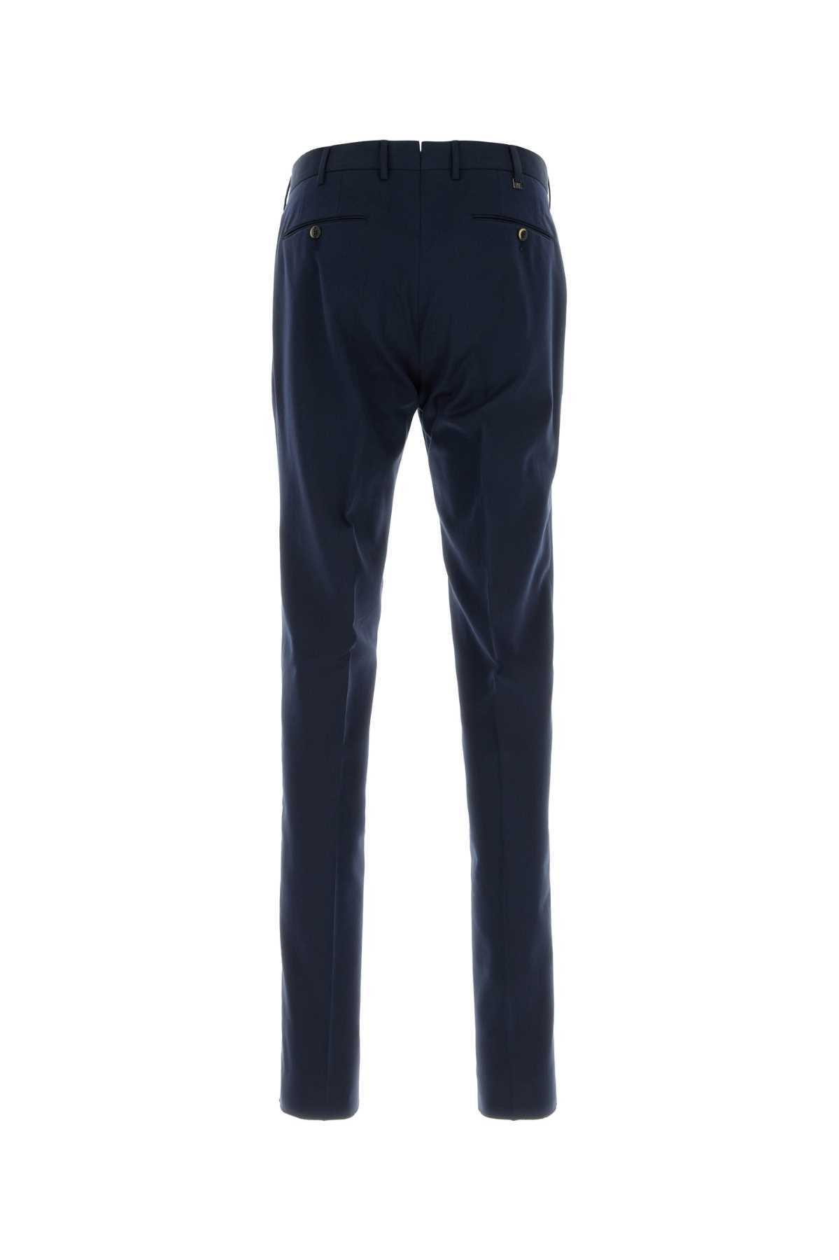 Pt Torino Cotton-Silk Blend Trousers — Navy