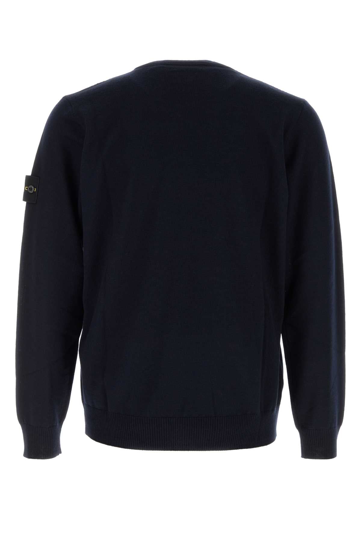 Stone Island Virgin Wool Crew-Neck Sweater — Navy
