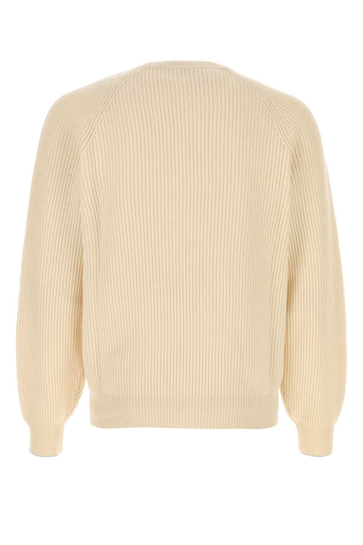 Brunello Cucinelli Ribbed Cashmere Sweater — Beige