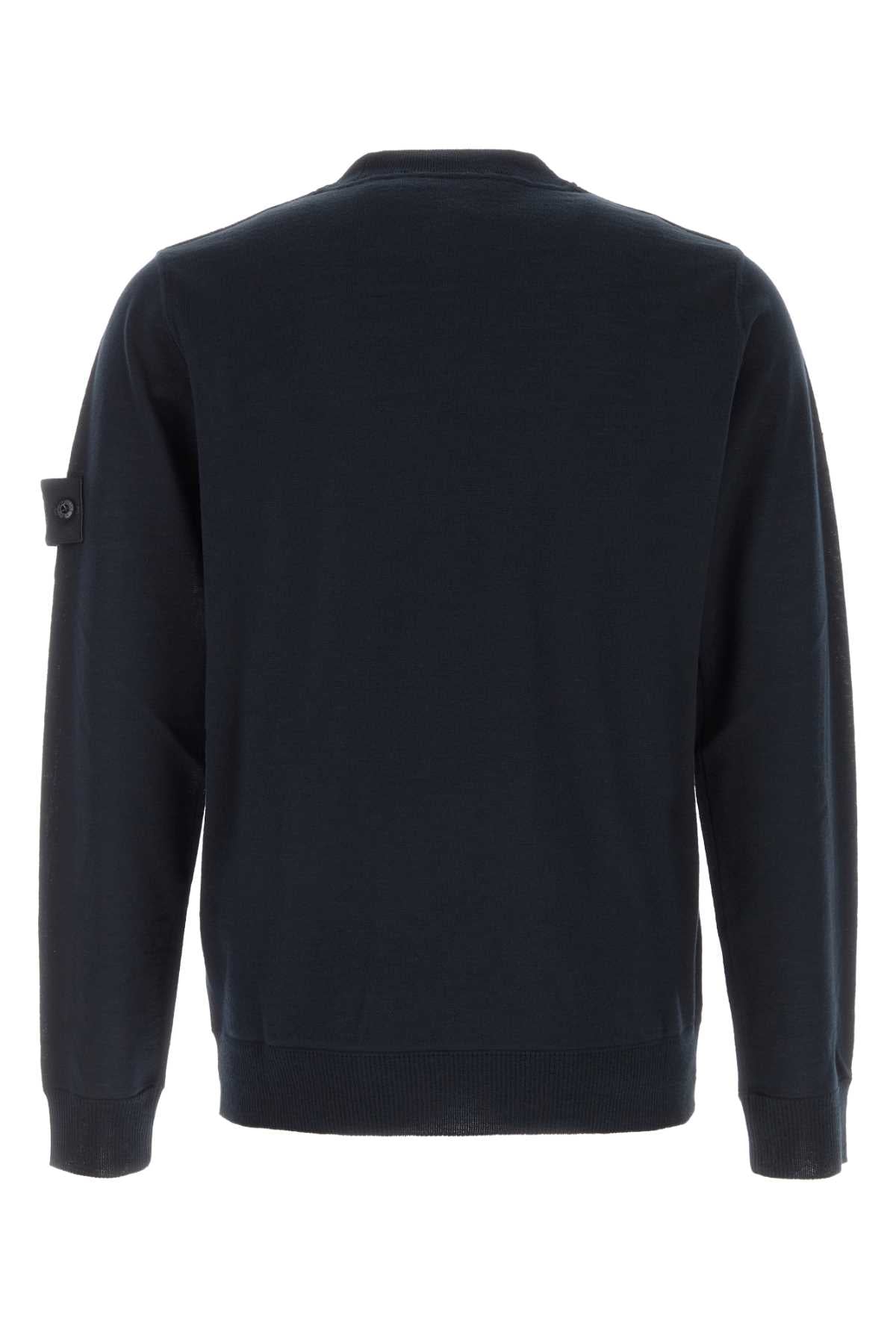 Stone Island Virgin Wool Crew-Neck Sweater — Navy
