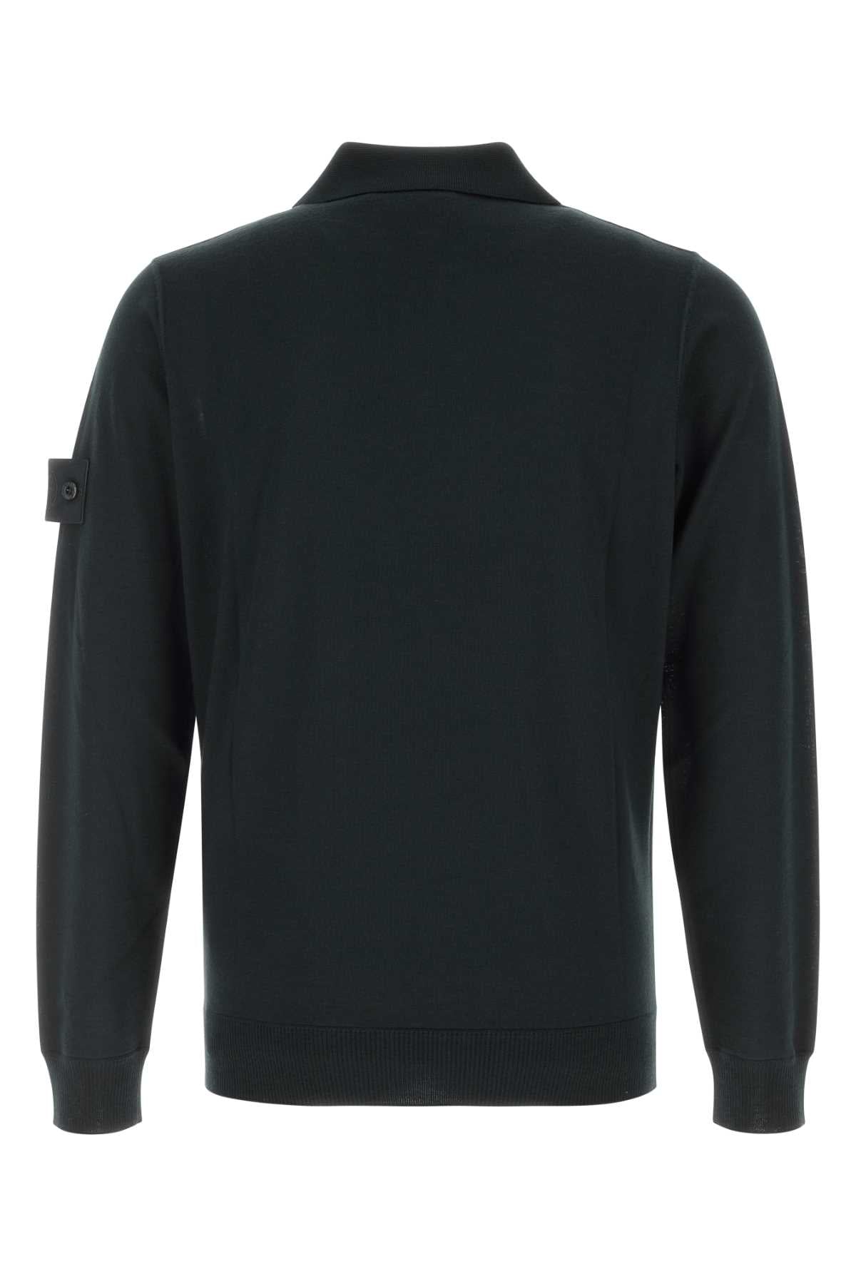 Stone Island Virgin Wool Polo — Black
