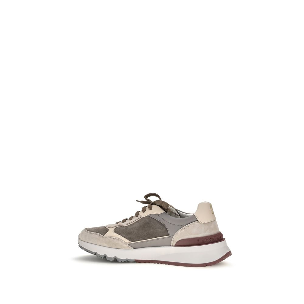 Brunello Cucinelli Calf Leather Chunky Sneaker — Gray