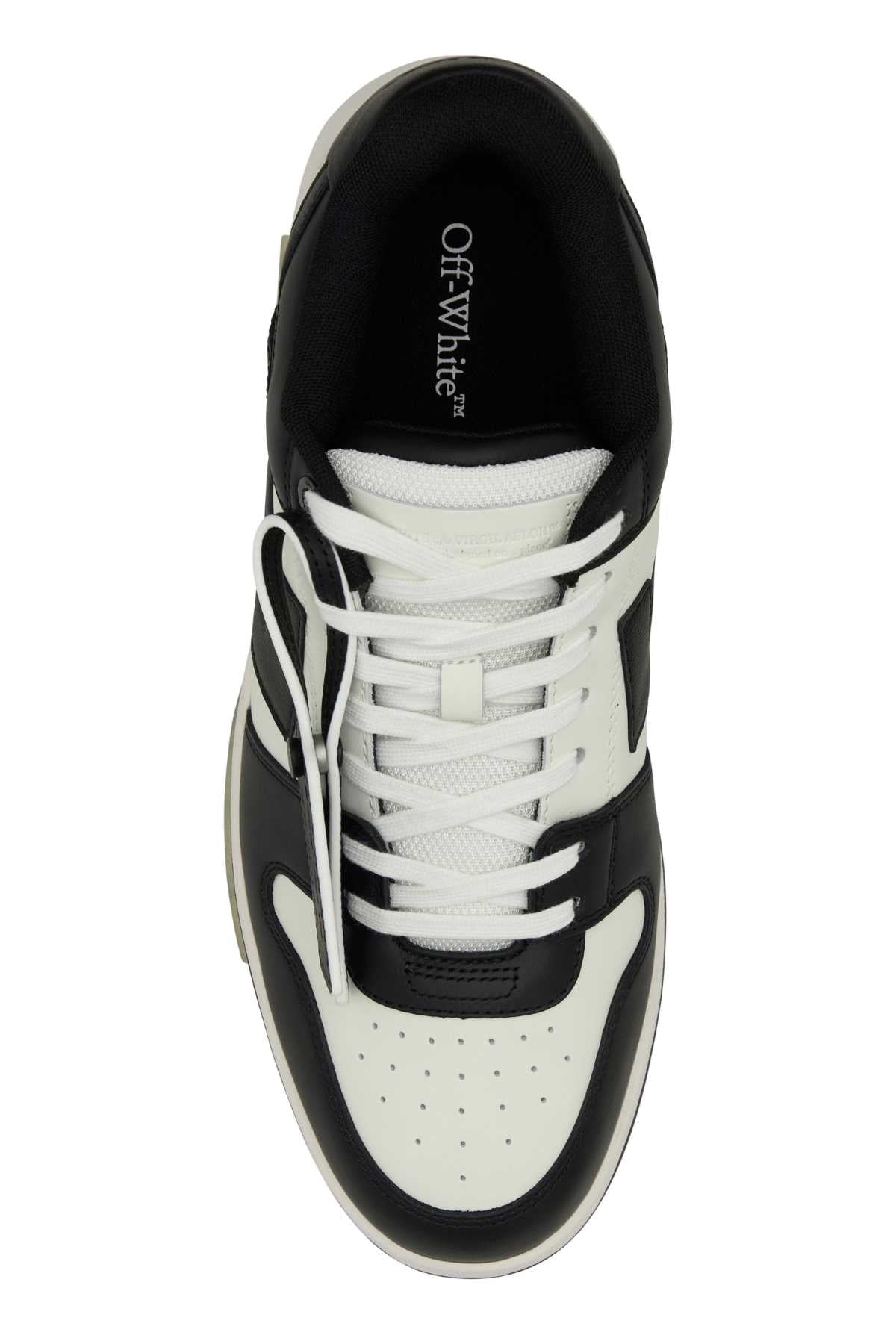 Off-White Color-Block Leather Sneaker — White