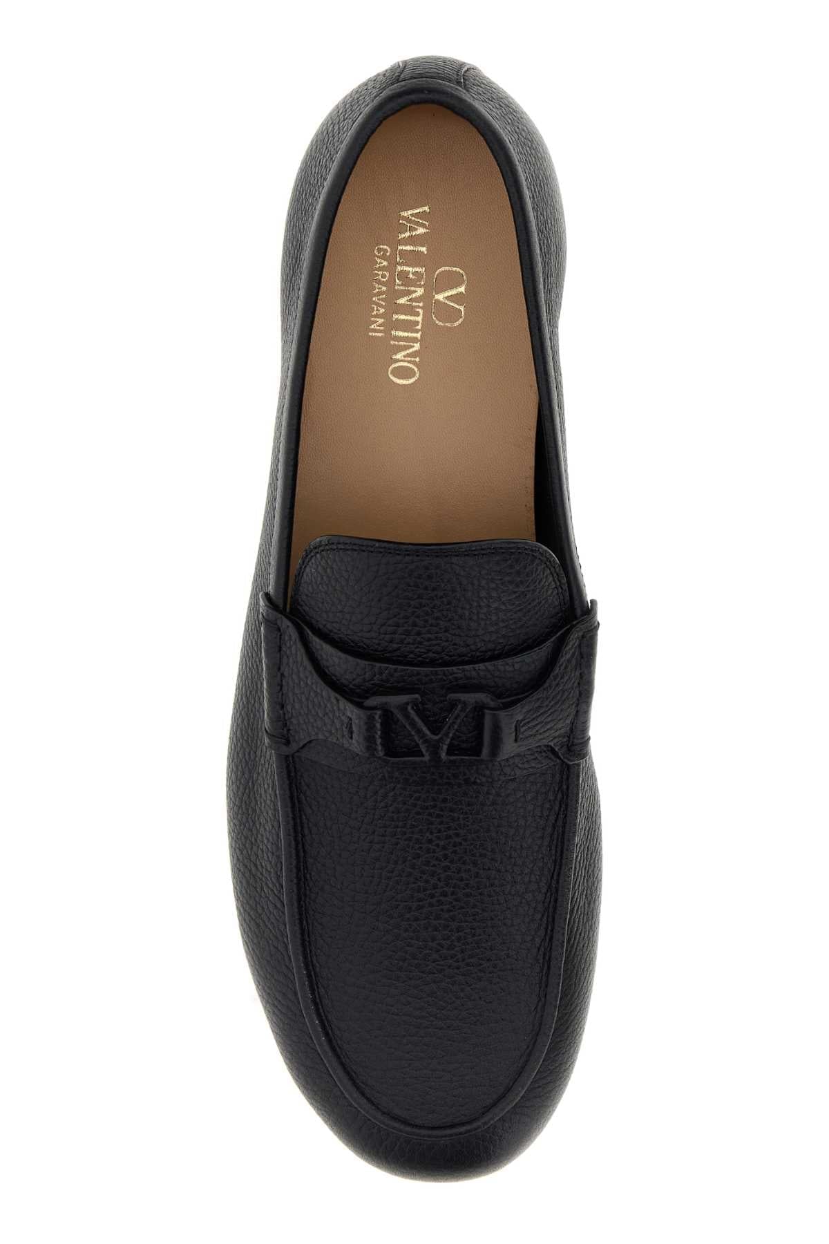 Valentino Garavani Pebbled Leather Loafer — Black