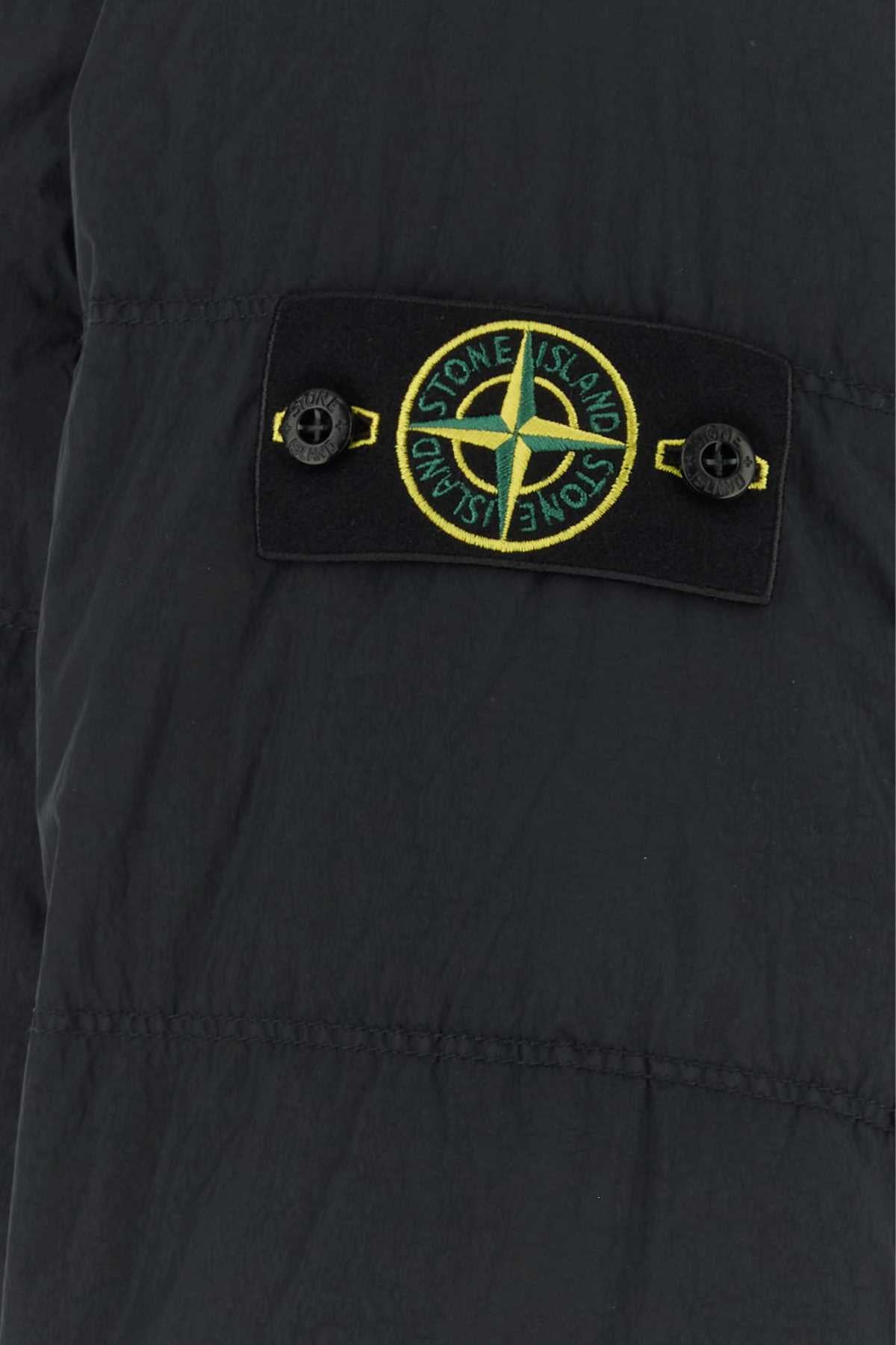 Stone Island Down-Filled Hooded Down Jacket — Black