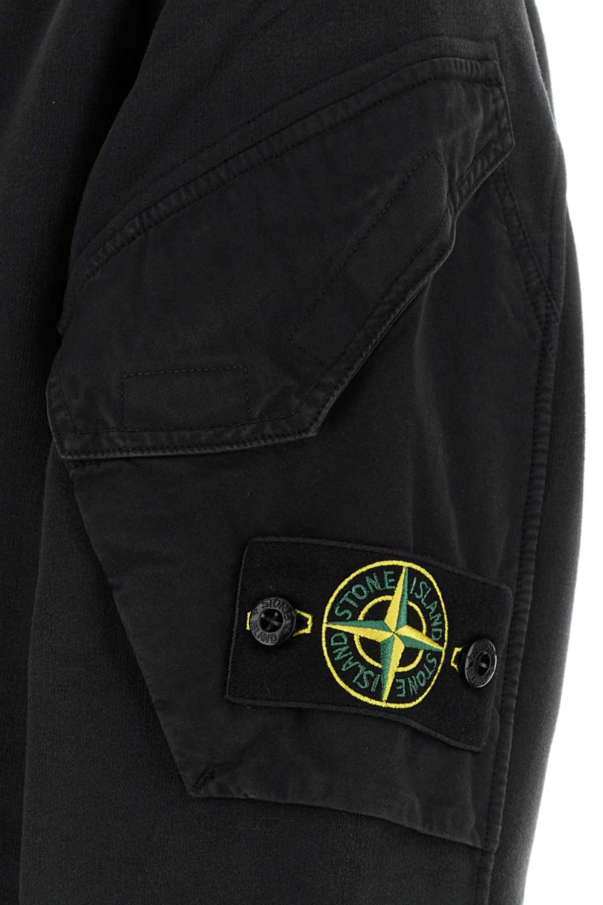 Stone Island Cotton Zip Hoodie Hoodie — Black