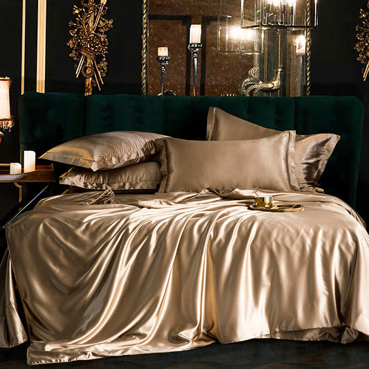 Solid Color Bedding Set Luxury Soft Bed Sheet And Pillowcases Quality Quilt Cover Summer Bed Set For Home Quality Bed Cover Set