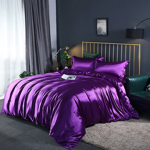 Solid Color Bedding Set Luxury Soft Bed Sheet And Pillowcases Quality Quilt Cover Summer Bed Set For Home Quality Bed Cover Set