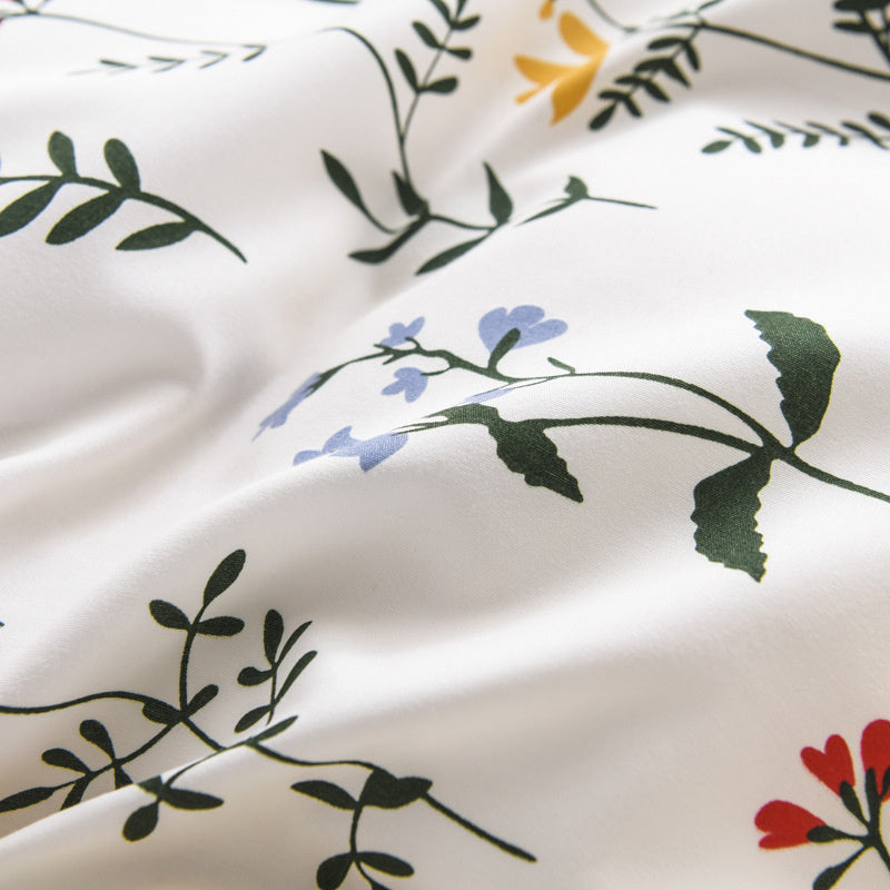 Floral Printed Home Queen Bedding Set Soft Fresh Comfortable Duvet Cover Set with Sheets Quilt Covers Pillow Cases 3-4 Pcs Sets